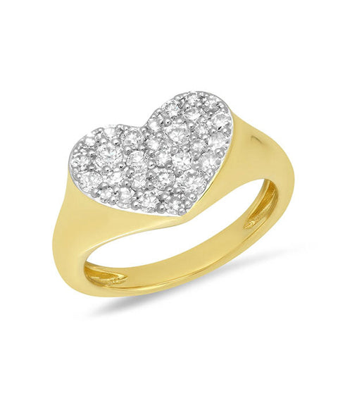 Diamond Smushed Heart Pinky Ring - 14K